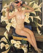 Diego Rivera Nude and flower painting